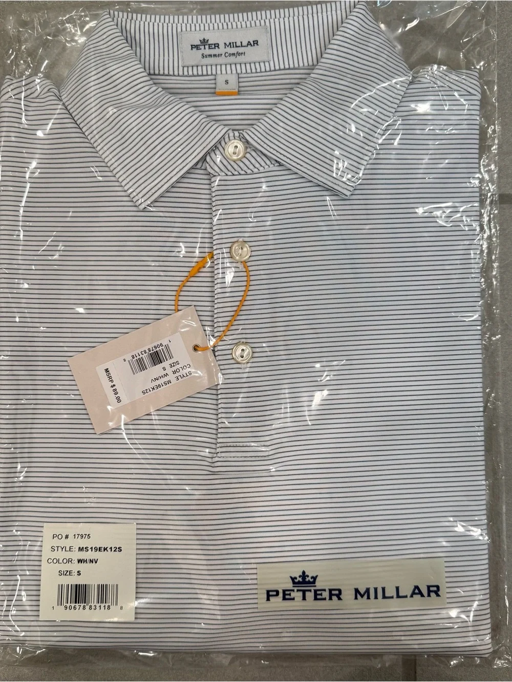 Peter Millar Navy and White Striped Polo / Peter Milar Golf Polo -Multiple Sizes - Picture 4 of 10
